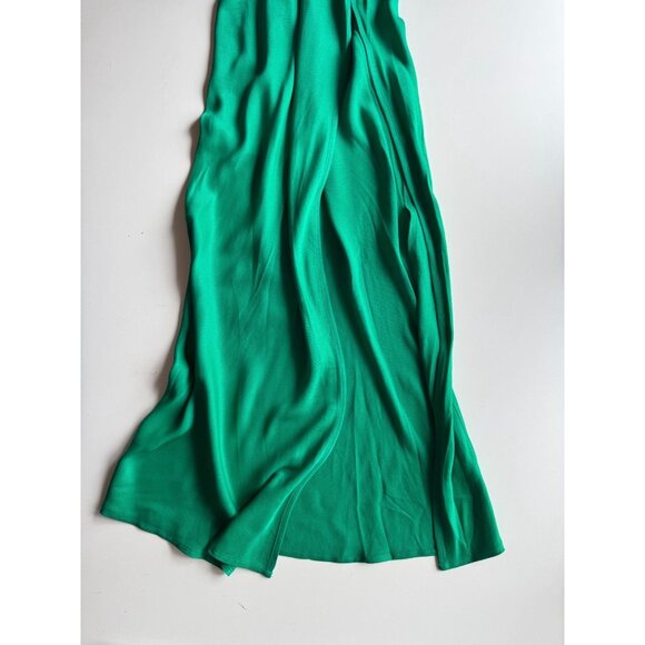 NWT MESHKI Jade Green Satin Cowl Neck Backless Maxi Slip Dress, Size XS - Picture 9 of 14